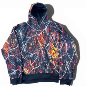 Moon Shine Camo Wildfire Hoodie Sweatshirt Red Black Size 3XL Kanga Pocket